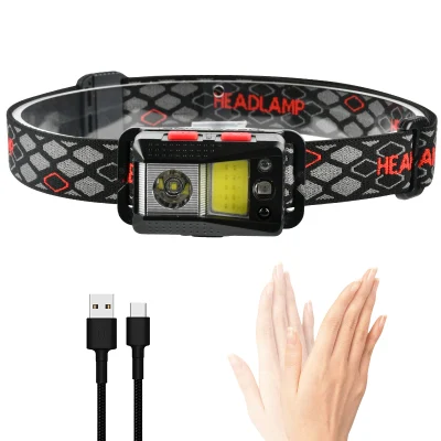  Brightenlux Outdoor USB Rechargeable LED Headlamp IP44 Waterproof Sensor COB LED Headlamp