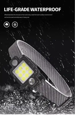 Portable Magnetic Work Lamp LED Red Blue Flashing 9 COB Multi-Function 5 Mode Light Fishing Camping Headlamp