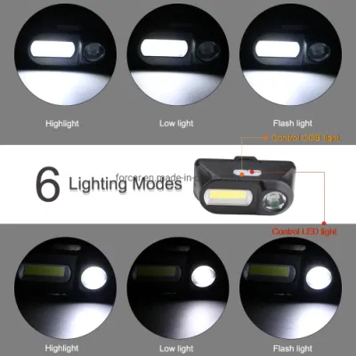 Mini LED COB Head Lamp Portable USB Rechargeable Flashing Head Torch Light 18650 LED Headlight Outdoor Camping Emergency Hunting LED Headlamp