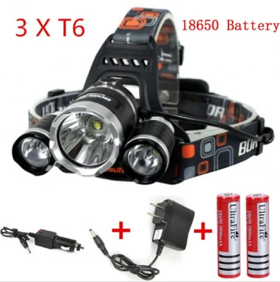 3ledt6 Strong Outdoor Headtorch High Light Long Shot Fishing Strong Rechargeable Headlamp