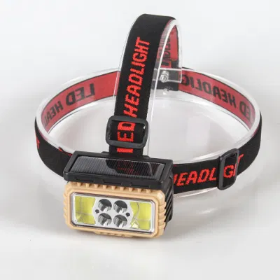  Yichen Solar Rechargeable LED and COB Headlamp with Red Warning Light