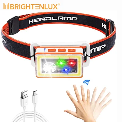  Brightenlux 18650 Battery Sensor Rechargeable 5 Modes Waterproof Adjustable COB LED Headlamp for Outdoor Activities