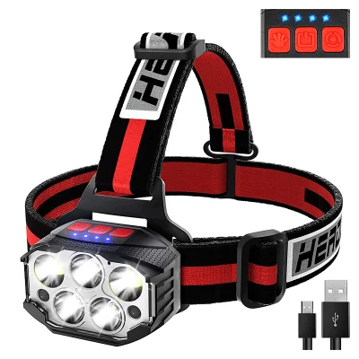 Hand Wave Induction Super Bright Motion Sensor LED Headlamps with 6 Lighting Modes for Outdoor