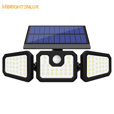  Brightenlux Supply Customized IP65 Waterproof 120 Sensing Range 270 Light Angle Solar Motion Sensor Wall Light with 3 Modes