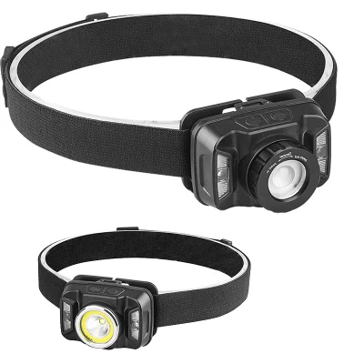 Wholesale Camping Head Torch Lamp Emergency Head Torch Light 5W Rechargeable Headlamp with Red Warning Sensor Zooming LED Headlamp