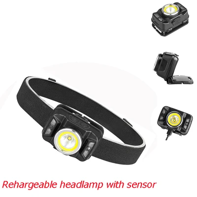 Wholesale Camping Head Torch Lamp Emergency Head Torch Light 5W Rechargeable Headlamp with Red Warning Sensor Zooming LED Headlamp