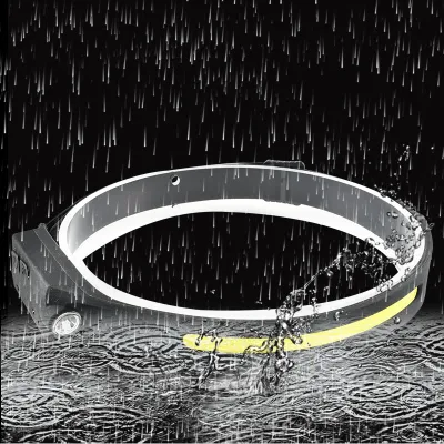 Brightenlux 350lumen USB Rechargeable COB Silicone LED Head Lamp, Adjustable Outdoor Camping Waterproof Headlamp