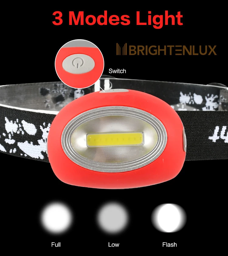 Brightenlux New Kid Design 3 Modes 3*AAA Dry Battery Comfortable Portable Waterproof Mini COB LED Outdoor Headlamp