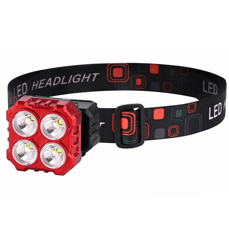 Rechargeable Four LED High Lumen Headlamp Flashlight
