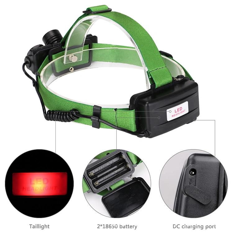 USB Rechargeable High Lumen Outdoor Head Torch T6 LED Headlight with 4 Flashing Modes Zooming Adjustable 180 Degree Rotation LED Headlamp