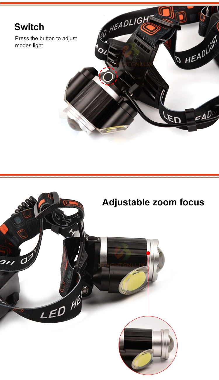 Brightenlux 2023 Best COB Super Bright USB Rechargeable Waterproof Hunting Frontale LED Headlamp