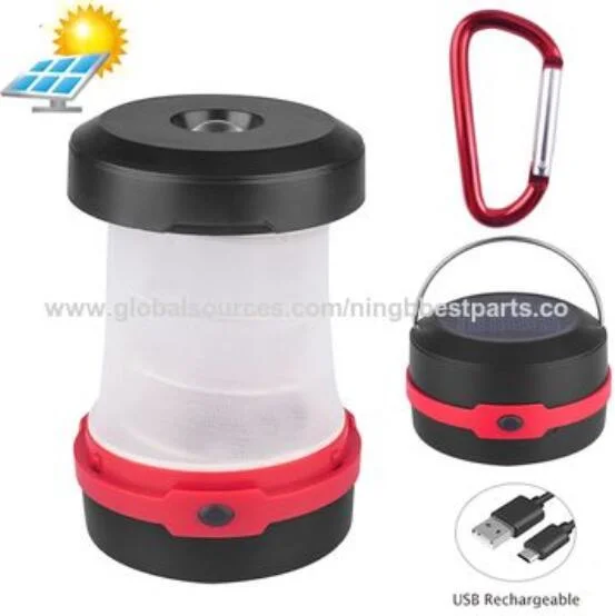 Collapsible Mini Solar LED Camping Lantern Lights Rechargeable and Folding Camping Lamp with Power Bank Function Potable Solar Camping Light