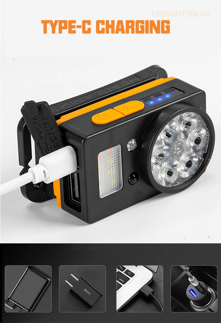 Brightenlux New High Power Sensor Mini Head Torch Light Single LED Headlamp for Mining with Red and White