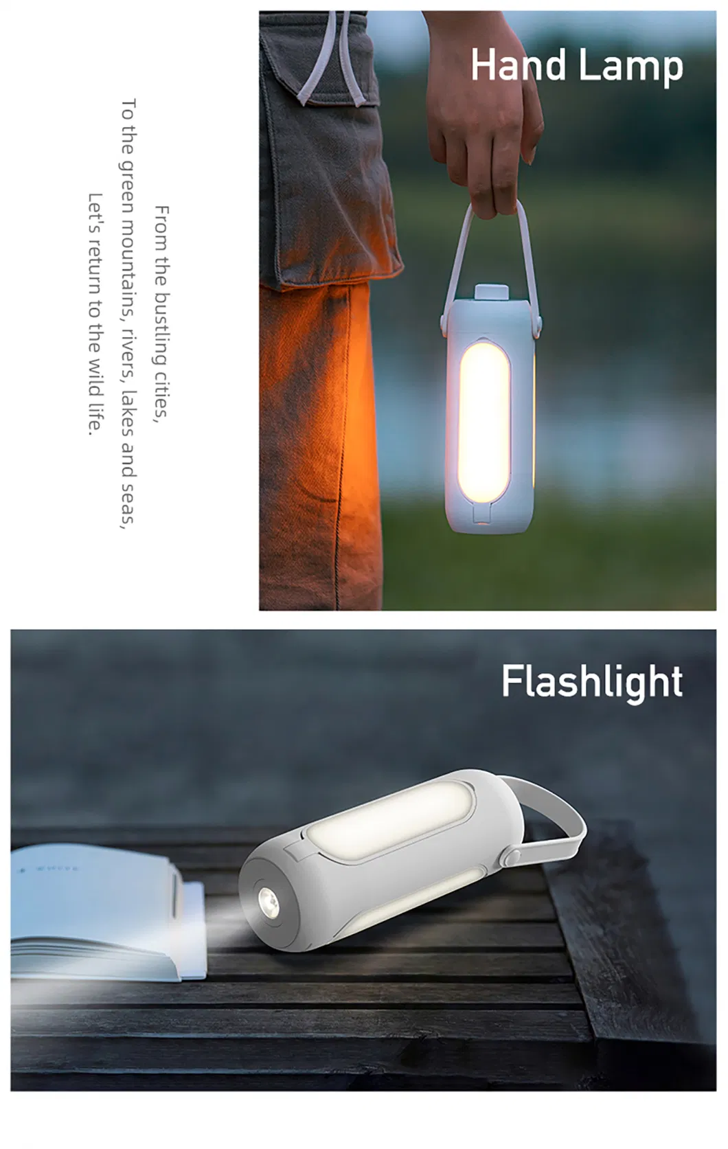 Outdoor Camping Lamp USB Rechargeable Outdoor Light Tent Hanging Light Enclosure Lamp Portable Storage Emergency Light