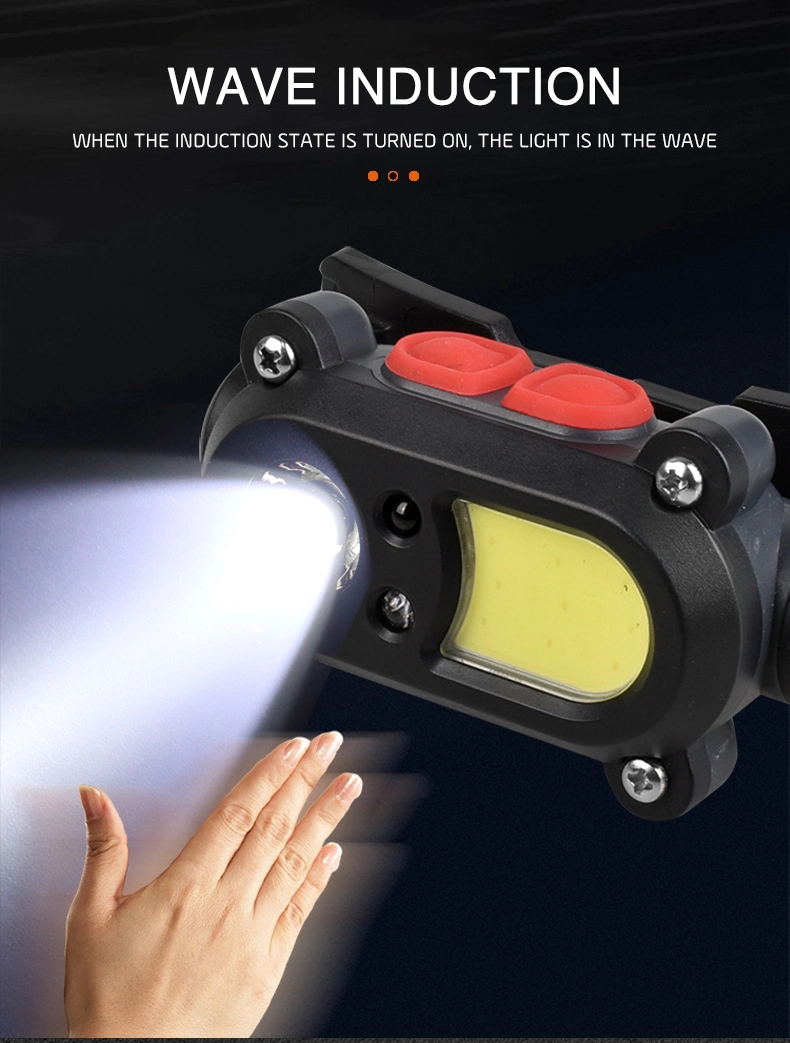 Rechargeable LED Strong Far Light COB Bright Flood Light Intelligent Sensor Headlamp
