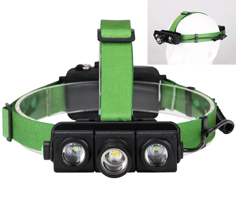 Red Warning Flashing COB Head Torch Lamp Zooming Adjustable 180 Degree Rotation LED Headlight 4 Modes Emergency Lighting Rechargeable Waterproof LED Headlamp