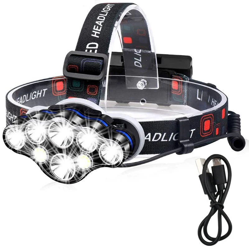 Glodmore2 Wholesale Custom Outdoor 13000 Lumen High Power Head Torch, Long Range USB COB LED Rechargeable Headlamp