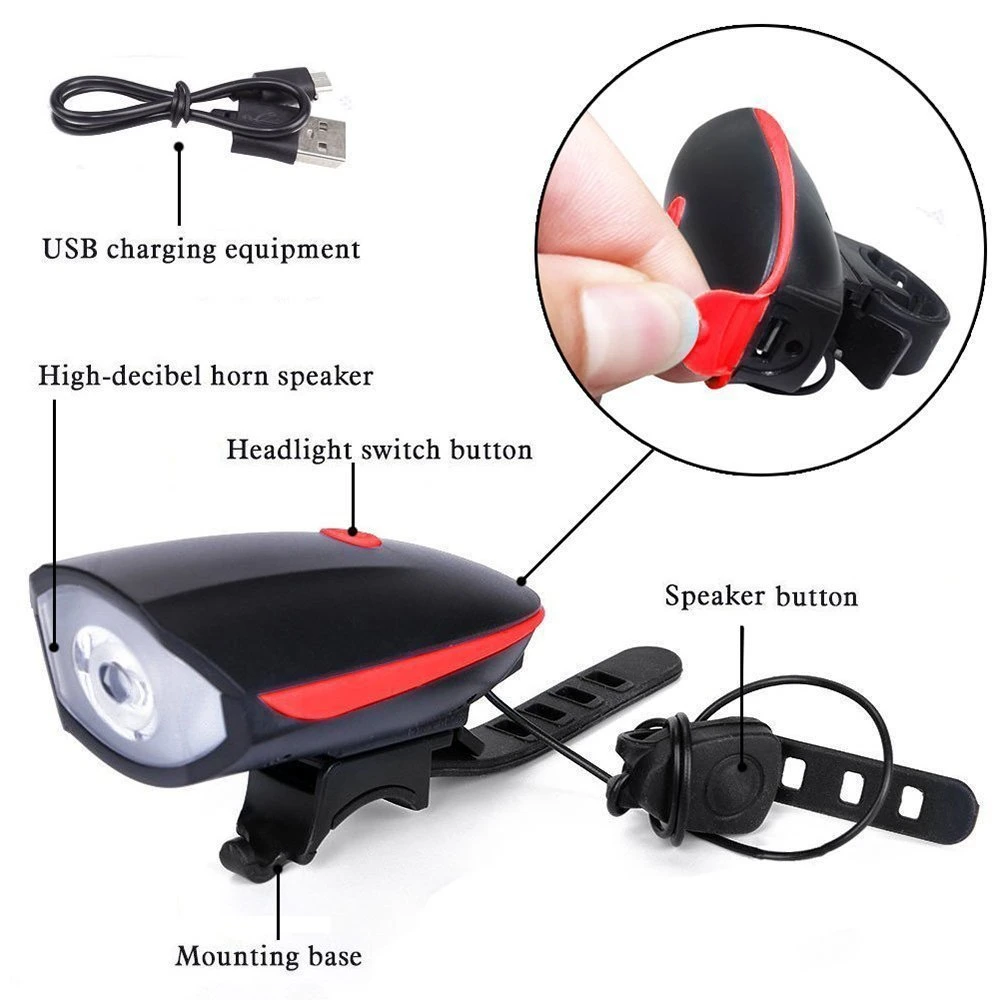 Bicycle Speaker Rechargeable LED Light, Bicycle Accesspries Bicycle Horn Headlight