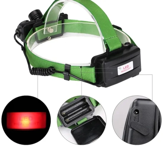 Red Warning Flashing COB Head Torch Lamp Zooming Adjustable 180 Degree Rotation LED Headlight 4 Modes Emergency Lighting Rechargeable Waterproof LED Headlamp