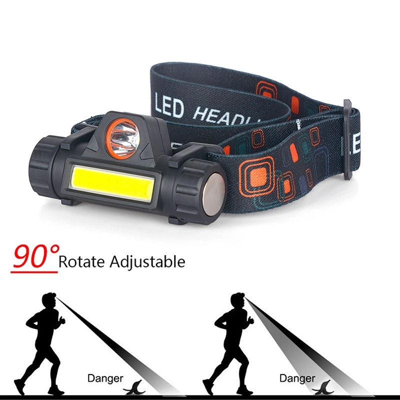 Hot Sale Camping Emergency Head Torch Lamp Portable LED COB Head Torch Light Waterproof LED Headlight 800mAh USB Rechargeable 18650 LED Headlamp