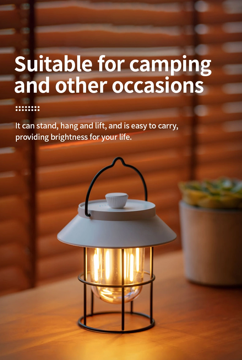 Outdoor LED Camping Lighting Rechargeable Lamp Vintage Portable Camping Light