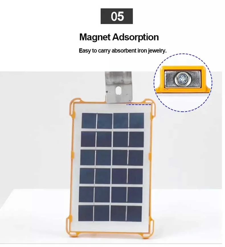Waterproof Magnetic Rechargeable LED Solar Emergency Camping Light