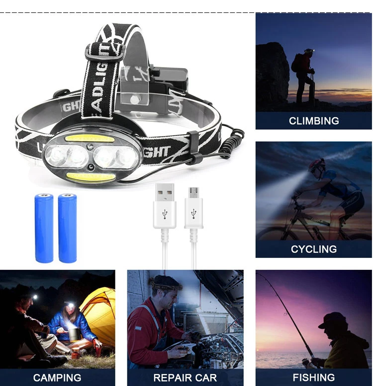 Brightenlux OEM Factory Wholesale CE RoHS ABS Waterproof USB Rechargeable LED Headlamp Rechargeable Waterproof