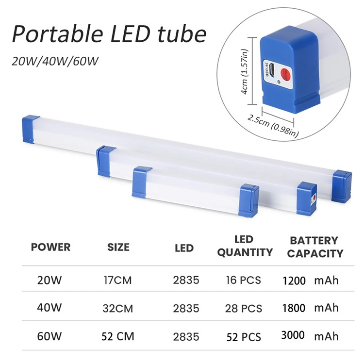 LED Light Tube T5 USB Magnetic Portable Emergency Camping Lamp Outdoor Light Market Rechargeable LED Emergency Light