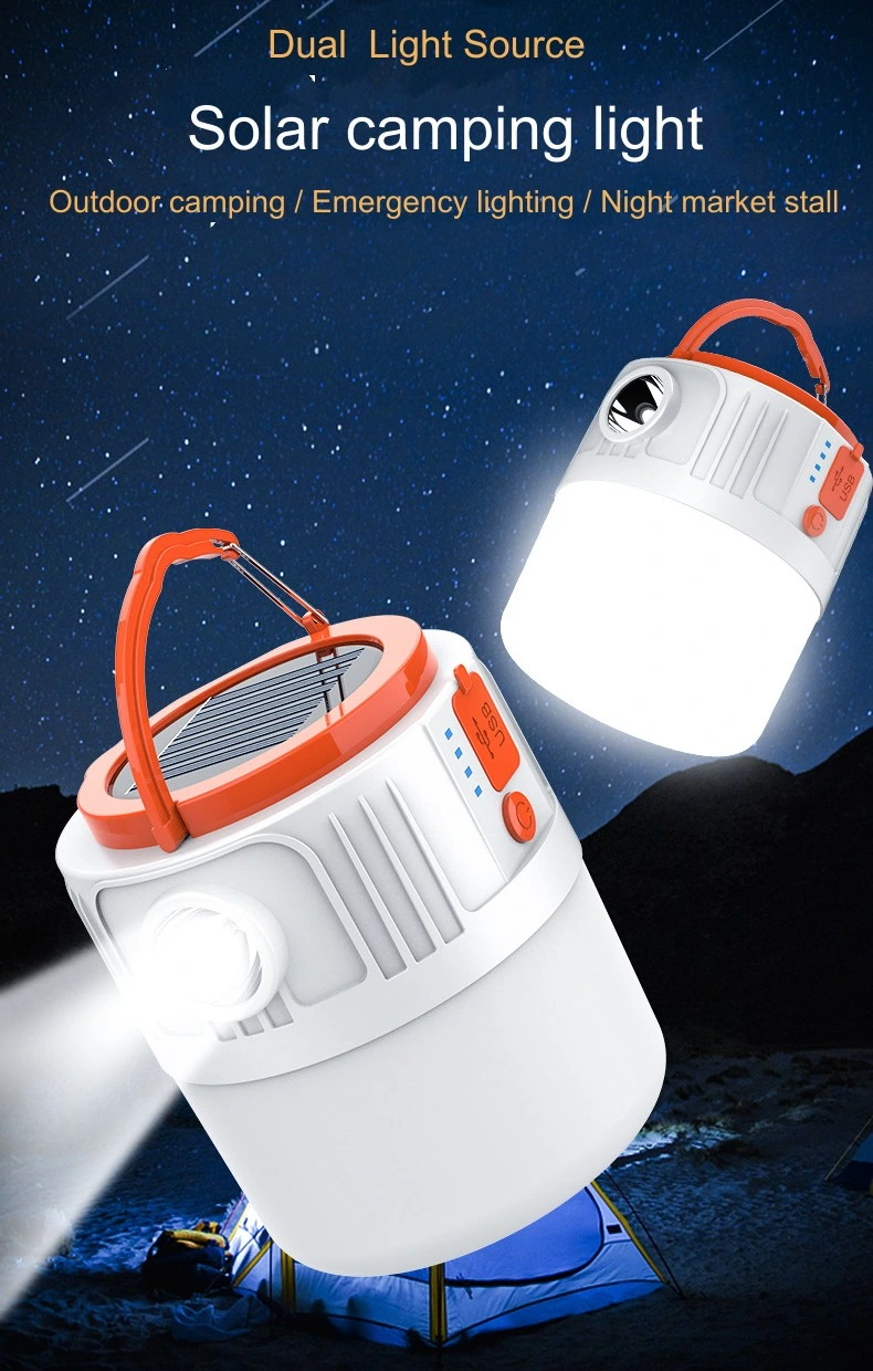 Waterproof 1000lm USB Solar Rechargeable LED Camping Lantern Light