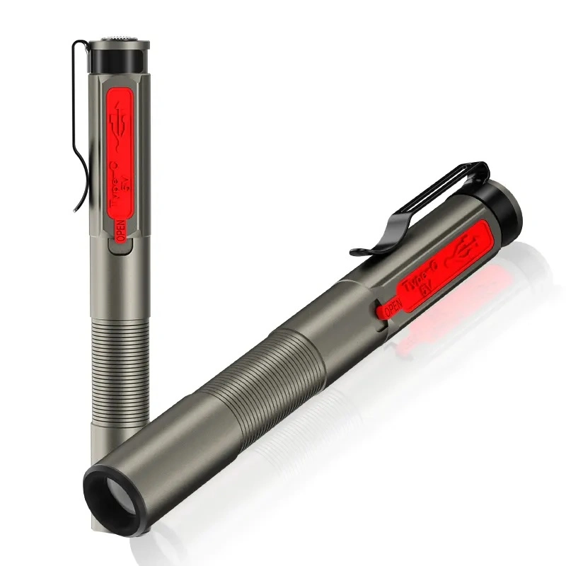 Mini Portable Pocket Built-in Battery Handheld Pen Light for Camping Outdoor Emergency LED Flashlight