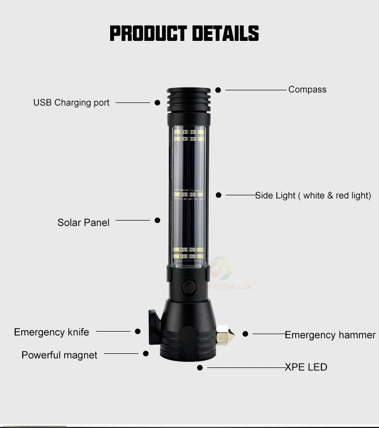 Brightenlux Super Bright High Lumen Power Flash Lights, USB Rechargeable Battery LED Solar Tactical Flashlight &amp; Torches Light