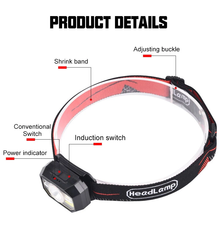 Brightenlux Factory Supply Cheap Lithium Battery XPE COB Bulb Waterproof Multifunctional Sensor Rechargeable COB LED Tactical Mini Headlamp