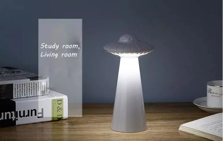 Factory Cheap Price Rechargeable Bar Bedroom Atmosphere Lights UFO Shape Table Lamp Reading Modern Lamps Camping Dim Portable Desk Light with USB Charging Port