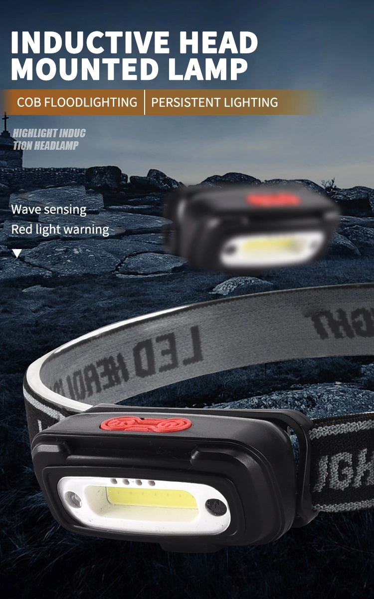 Goldmore2LED Headlamp Portable COB Sensor Headlight 500mAh 300lumen 18650 Battery USB Rechargeable for Fishing Camping