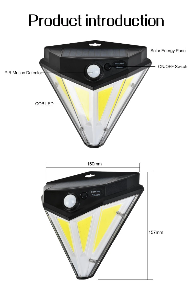 Brightenlux Factory Wholesale 300 Lumen 3.7V Powerful COB LED Solar Wall Sensor Garden Light for Outdoor