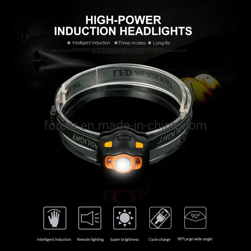 Outdoor Super Bright Night Fishing Headlights Use 3*AAA Batteries LED Light Headlamp with Sensor Switch Camping Emergency LED Head Torch