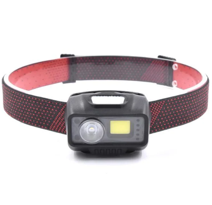 Red Blue Warning Flashing COB LED Sensor Headlamp with 30 Degree Adjustable Type C Rechargeable Car Outdoor Emergency Inspection Headlight