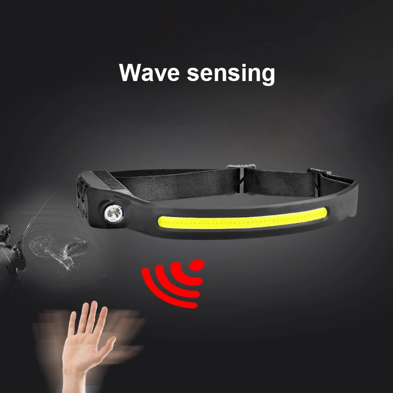 Hot Sell Wave Sensing Multi-Mode Red Warning Light Built-in Lithium Battery Silica Gel LED Headlight for Running Camping Fishing etc.