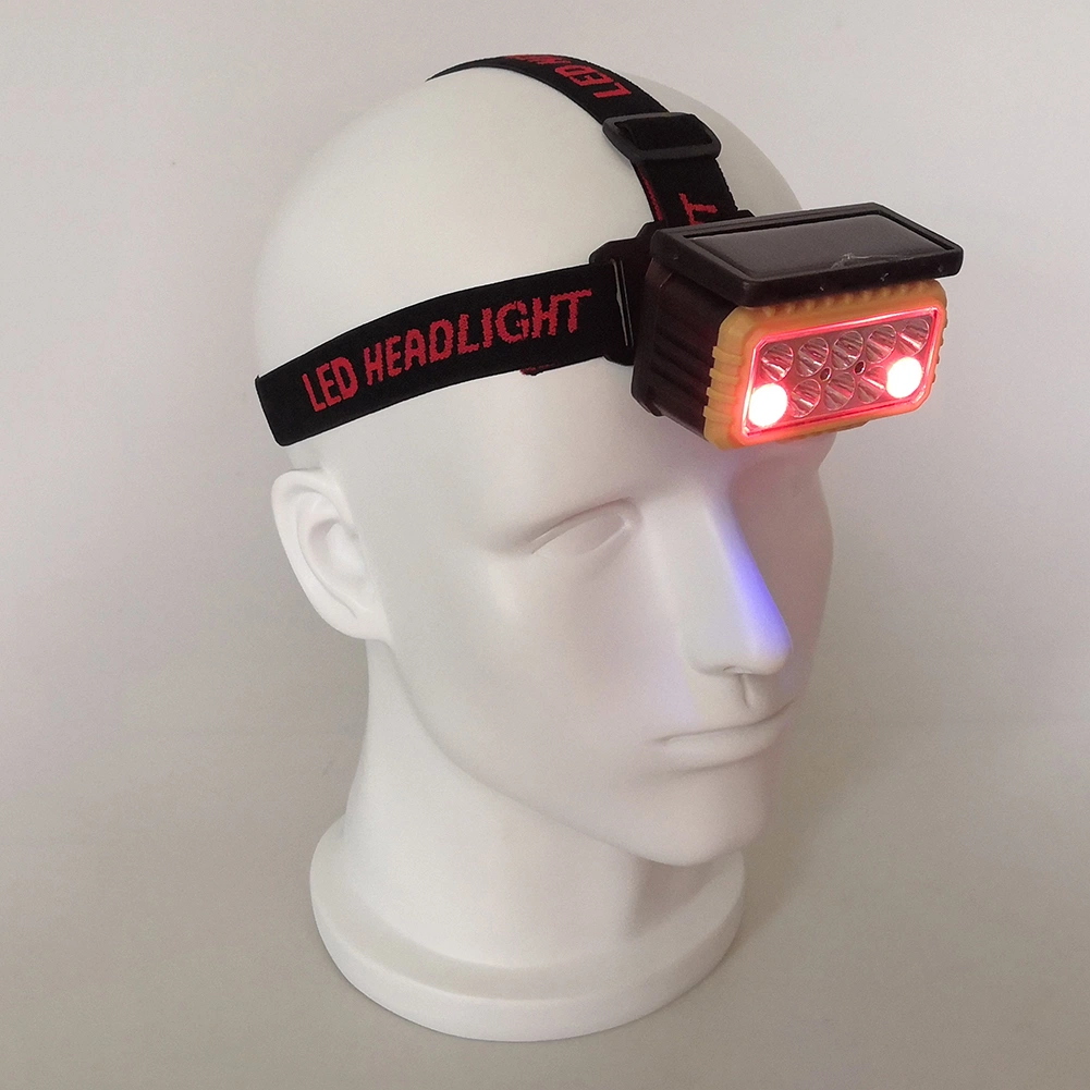 Yichen Solar Powered Motion Sensor LED Headlamp with Red Warning Light