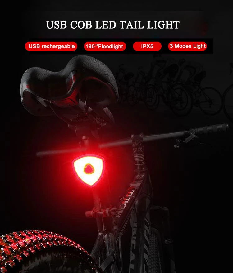 Brightenlux Factory 2021 Logo Printing USB Rechargeable 60 Lumen Ipx6 Waterproof COB LED Bike Tail Light for Riding