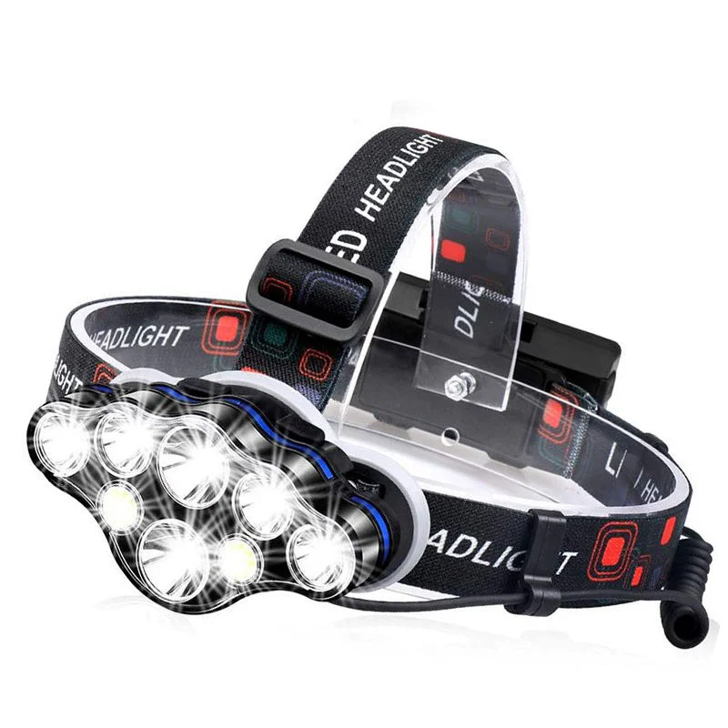 Glodmore2 90 Degree 8 LED Most Powerful 13000 Lumen LED Head Headlights, USB Rechargeable Headlamp for Outdoor Activities