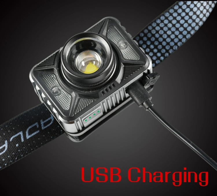 Brightenlux Logo Printing Adjustable Super Power USB Charging Long Range LED Headlamp with 4 Modes Light