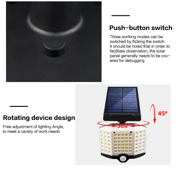 Brightenlux Super Power Logo Printing Solar Motion Sensor IP54 Waterproof 62LED Walllight