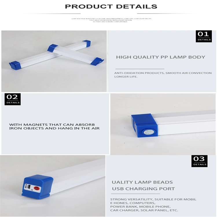 LED Light Tube T5 USB Magnetic Portable Emergency Camping Lamp Outdoor Light Market Rechargeable LED Emergency Light