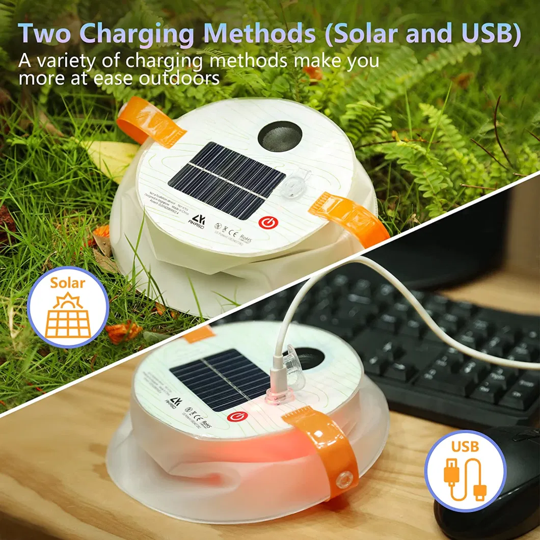 Goldmore11 Rechargeable Solar Camping Light with Phone Charger, Bluetooth Speaker, IP66 Waterproof, Portable Solar Light for Outdoor