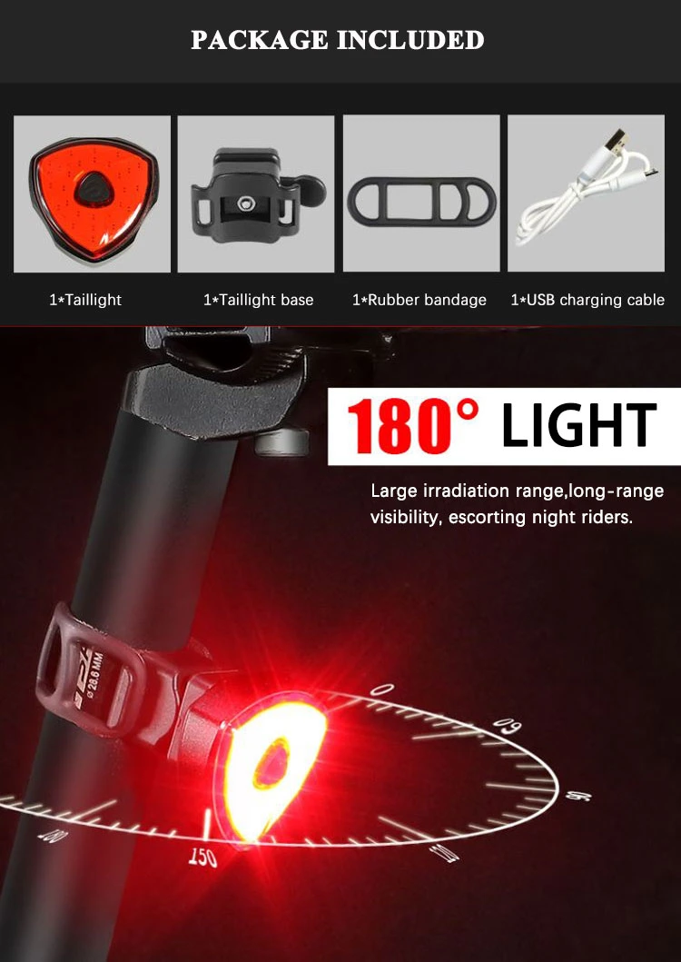 Brightenlux Factory 2021 Logo Printing USB Rechargeable 60 Lumen Ipx6 Waterproof COB LED Bike Tail Light for Riding