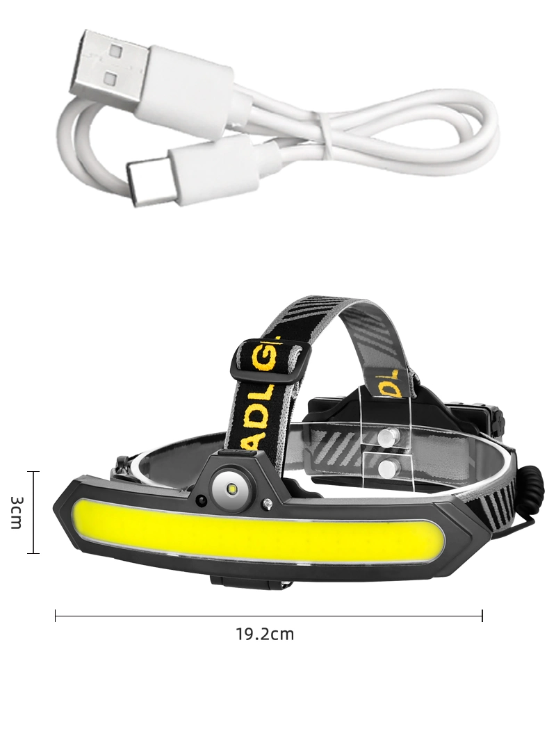 Waterproof Type-C Rechargeable COB LED Head Lamp Sensor for Camping Fishing