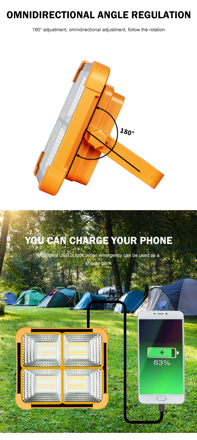 Solar Outdoor Hanging Lamp USB Portable Charging LED Camping Light