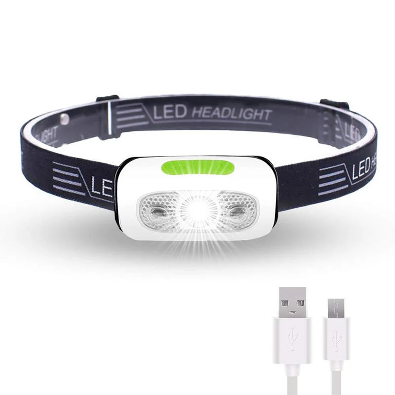 Glodmore2 Customized Logo Adjustable Belt Lithium Polymer USB Rechargeable Battery LED Headlamp Headlight with 4 Modes Light