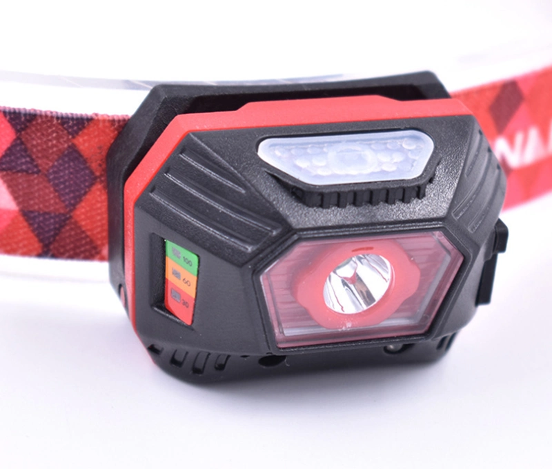 Hot Selling Camping Portable Rechargeable Head Torch 60 Degree Rotating Adjustable Headlight Emergency Red Warning LED Headlamp with Sensor Switch